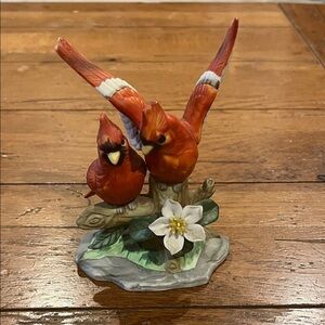 Cardinal Figurine with Flower Accent.